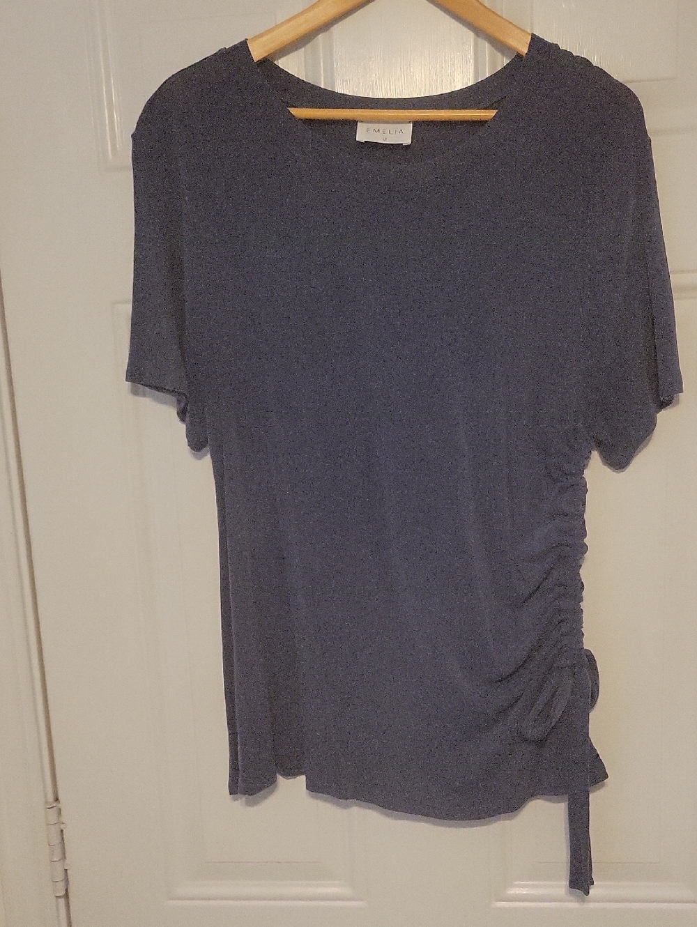 Slate Blue Side-Ruched Women's Top